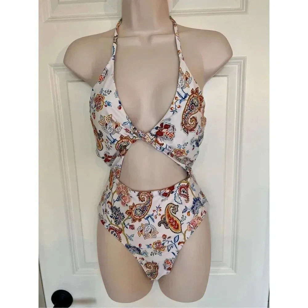 Unbranded Women’s Medium Floral Plunge Cutout Swimsuit Swim‎ Wear One Piece